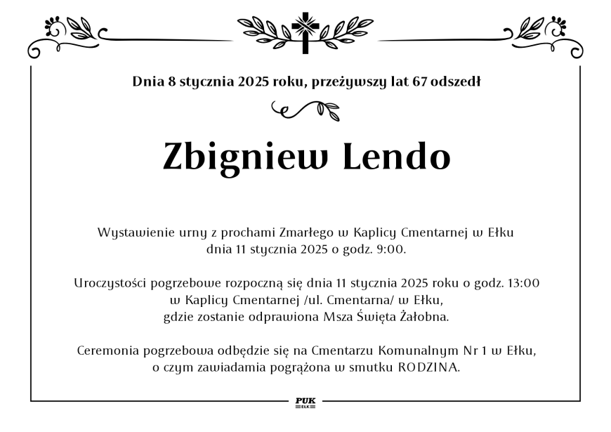 Zbigniew Lendo - nekrolog